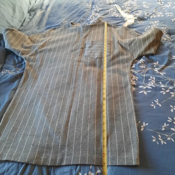 ZARA Gray Pinstripe Dolman Sleeve Pocket Cocoon Tunic Shift Dress - Size S - Picture 15 of 16